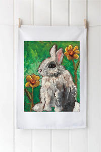 Bunny & Flower Tea Towel