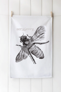 Hand Drawn Bee Tea Towel