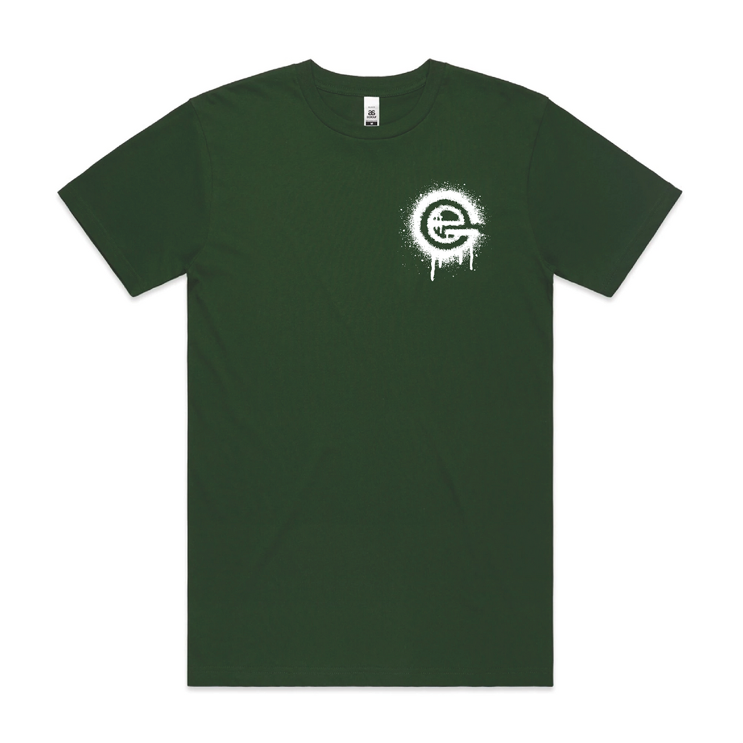 European Garage men's small spray Logo T-Shirt- Green